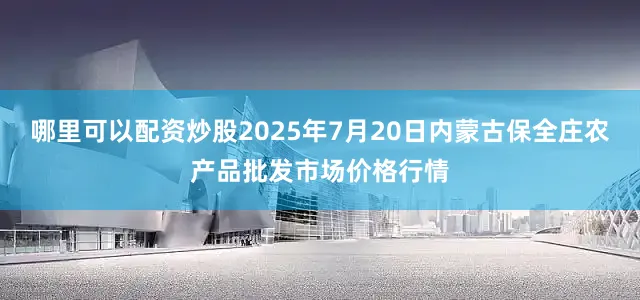 哪里可以配资炒股2025年7月20日内蒙古保全庄农产品批发市场价格行情